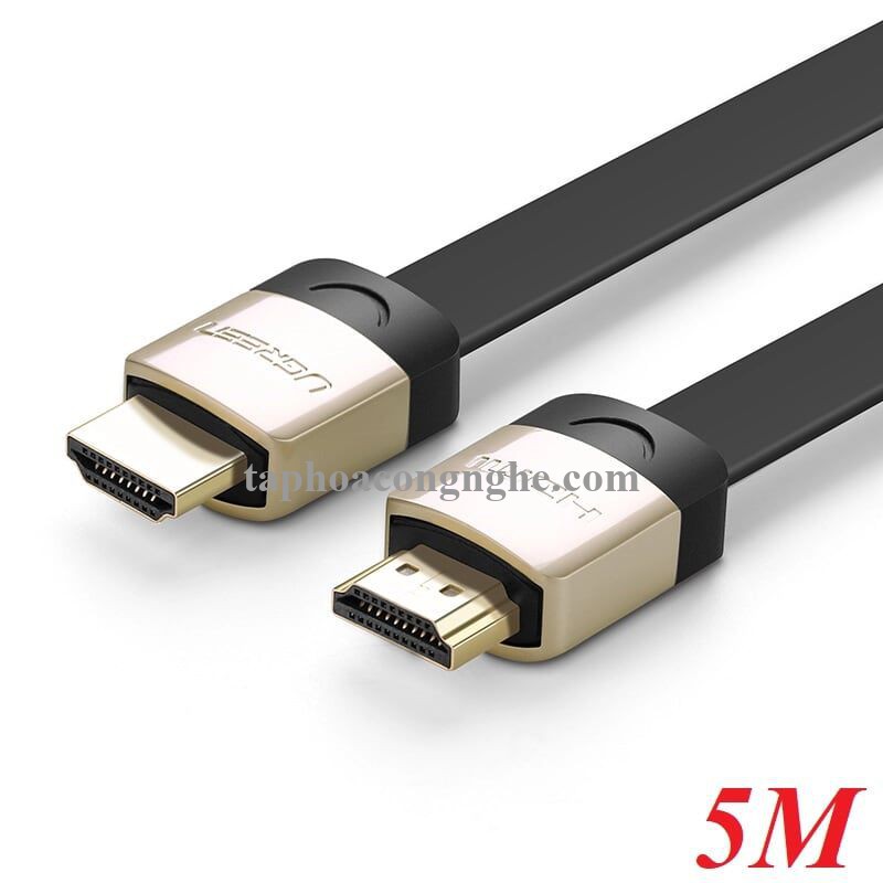 Ugreen 10263 5M màu Đen Cáp tín hiệu HDMI chuẩn 2.0 cáp dẹt đầu bọc hợp kim HD123 30010263